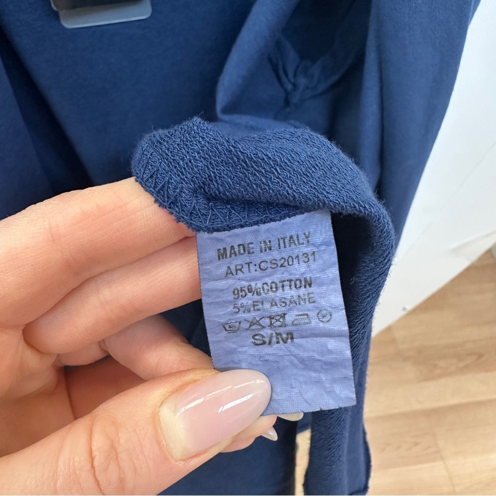 Italy made Navy Blue Draped Open Cardigan size S-XL - Picture 5 of 9